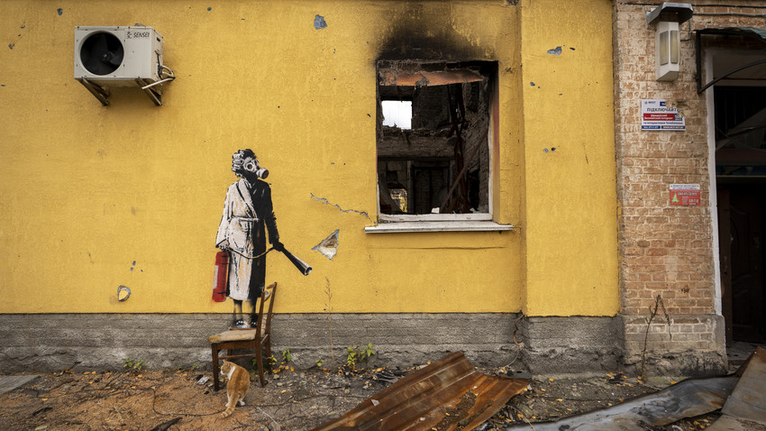 Kunstraub in der Ukraine: Banksy-Bild aus Hauswand geschnitten