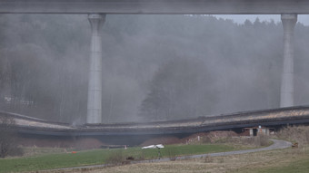A7-Thalaubachbrücke gesprengt: Das Video vom großen Rumms