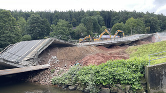 B45-Odenwald-Brücke ist gesprengt