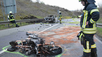 Motorradfahrer stirbt nach Feuer-Unfall auf der L600 bei Leimen