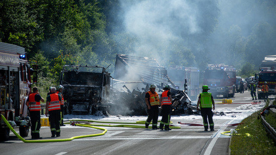 Nach Lkw-Brand: A5 Richtung Norden wieder frei
