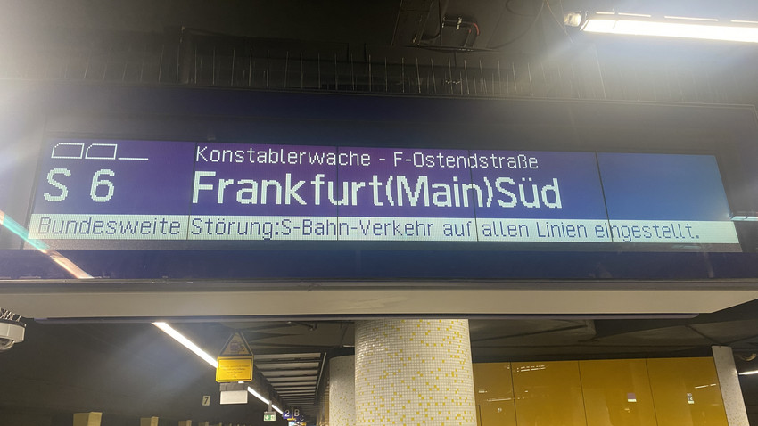 Stromausfall verursachte Bahnstörung im Rhein-Main-Gebiet